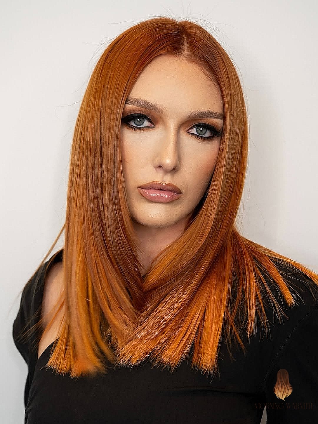 Sleek Medium Straight Copper Hair with Subtle Layers