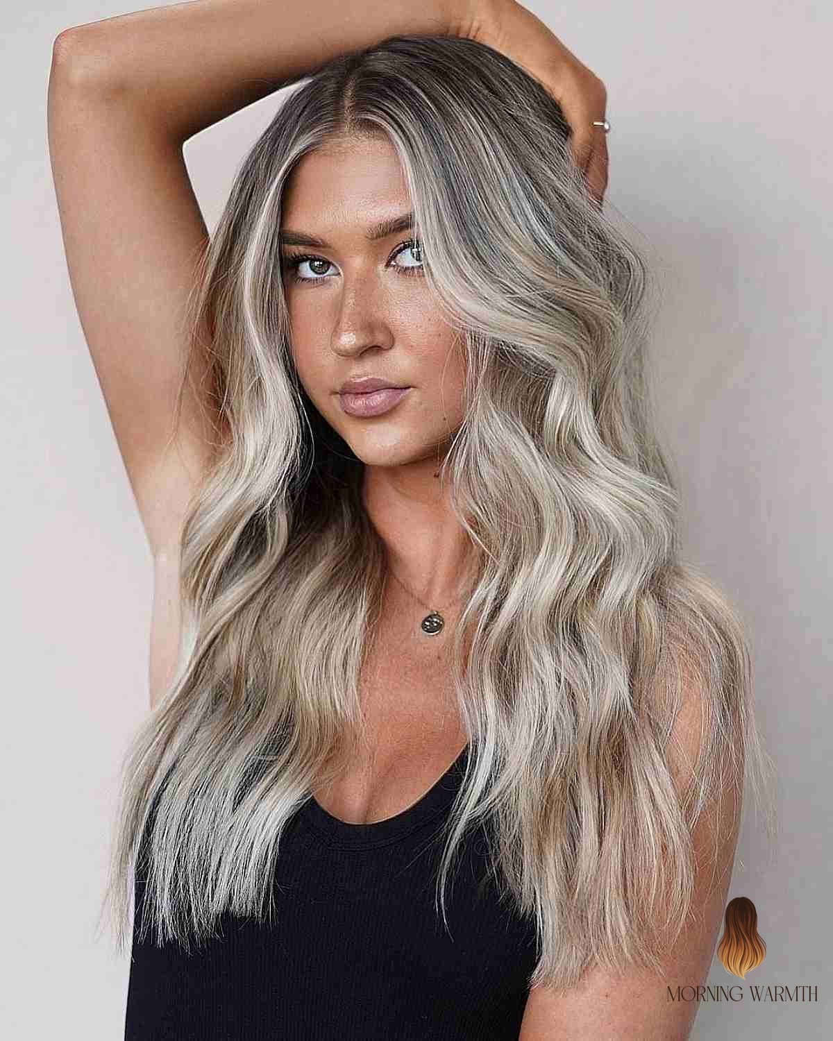 Sleek Smoky Ash Blonde Balayage for Lengthy Locks