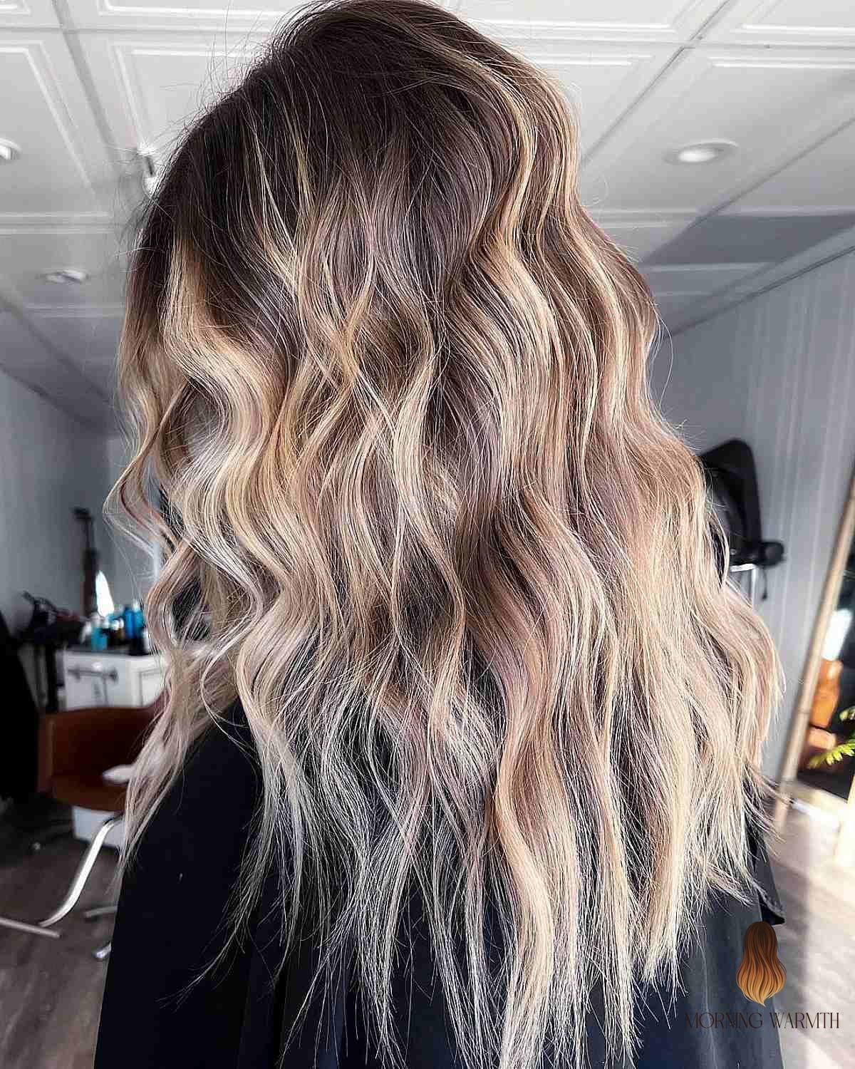 Textured Blonde Waves for Brunette Hair