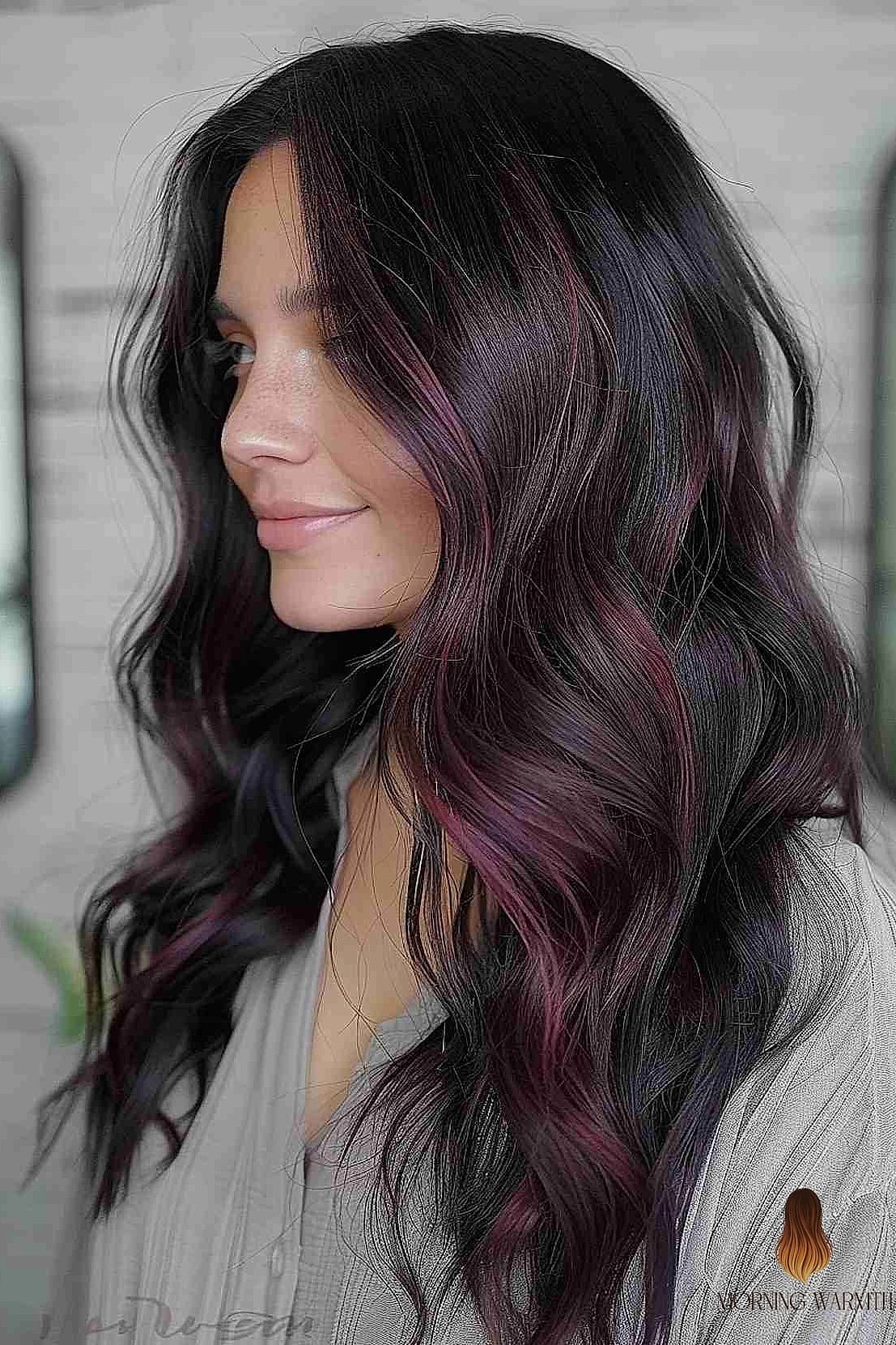 28 Black Cherry Hair Color Looks You'll Want to Screenshot Immediately 7 Toffee Highlights