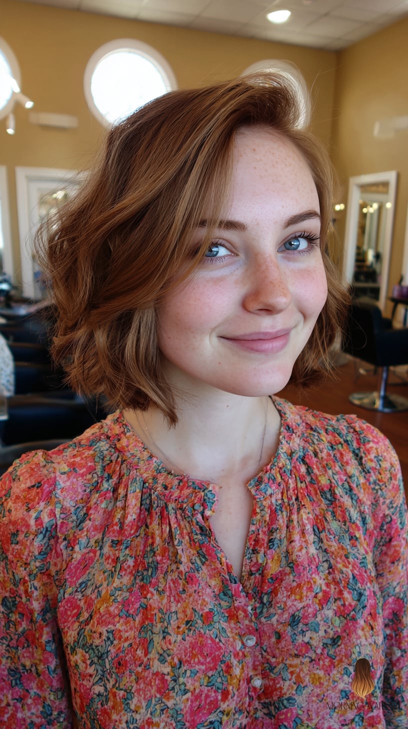Tousled Auburn Butterfly at Shoulder Length