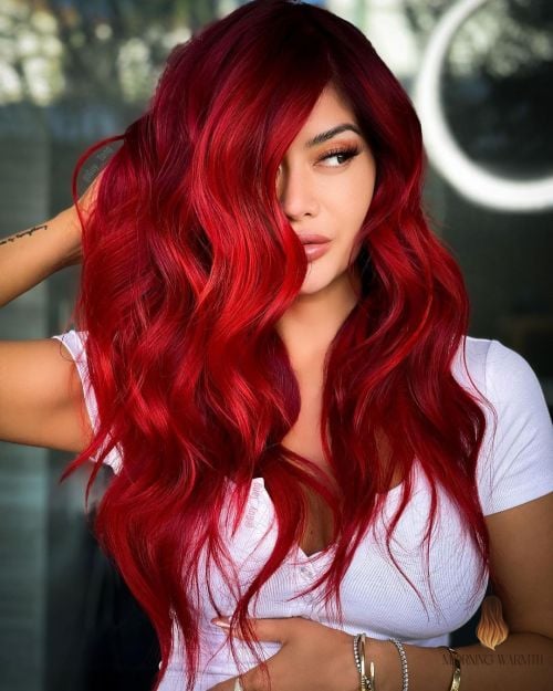 Vivid Red with Dark Roots
