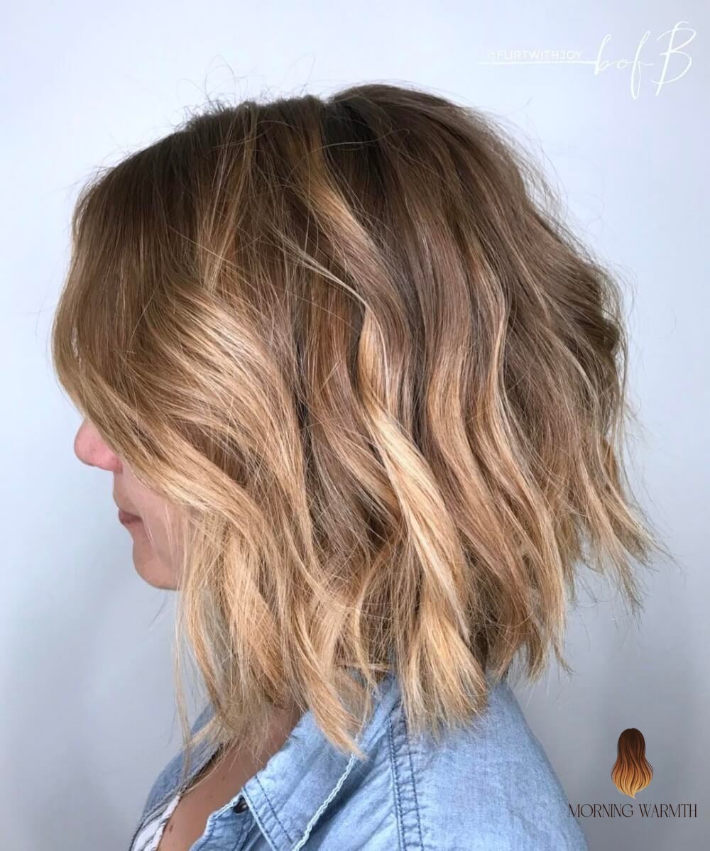 Wavy Short Brown with Blended Highlights